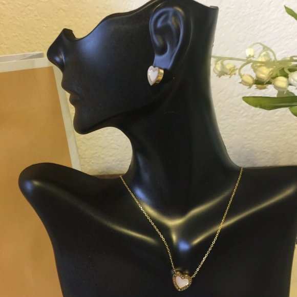 MICHAEL KORS GOLD HEART SET NECKLACE + EARRINGS - Picture 3 of 8